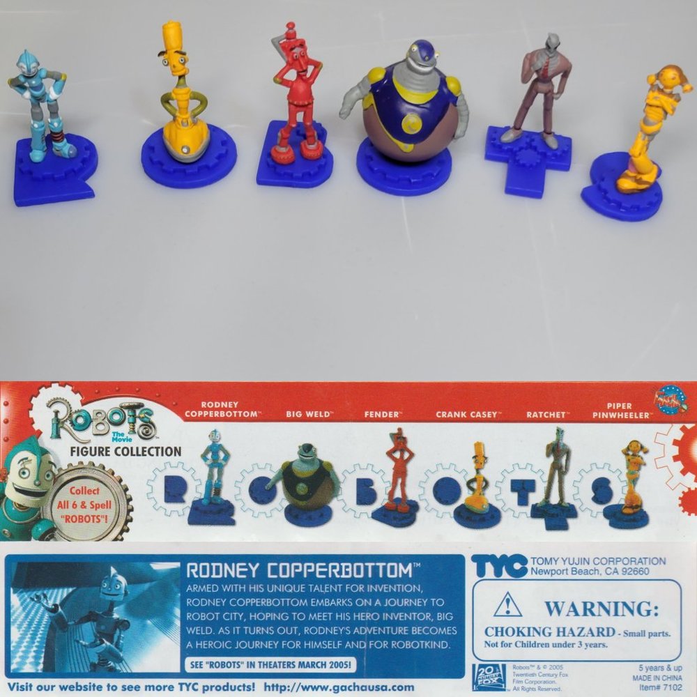 Robots The Movie 2005 Complete set of 6 Vending Machine Toys Tomy Yujin Gacha
